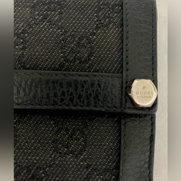 GUCCI Black Leather & Canvas GG Long Wallet 🔥 SALE - Picture 4 of 6
